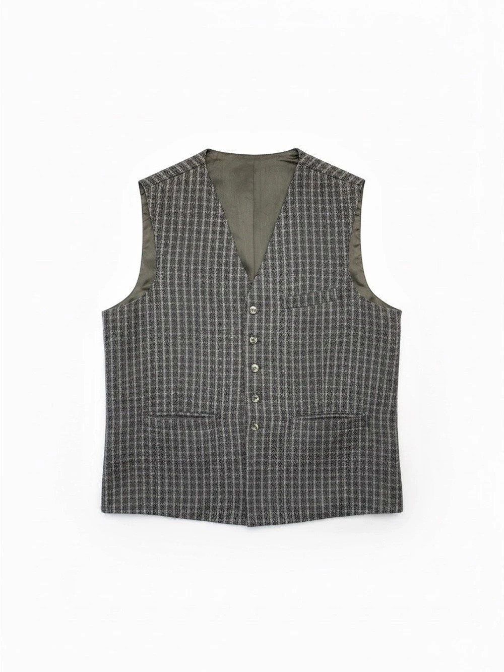 Click Men's Wool Houndstooth Vest in Gray & Brown